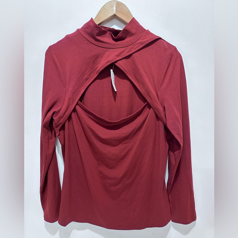 Reitmans Signature Mock Neck Stretchy Long Sleeve Top Front Opening Size XXL/TTG